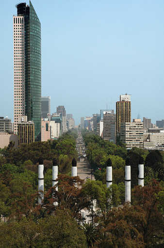 Shot of Reforma Blvd, Mexico City. Angel of Independance in view.