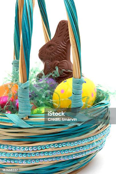 Bunny In A Basket Stock Photo - Download Image Now - Easter Basket, Candy, Basket