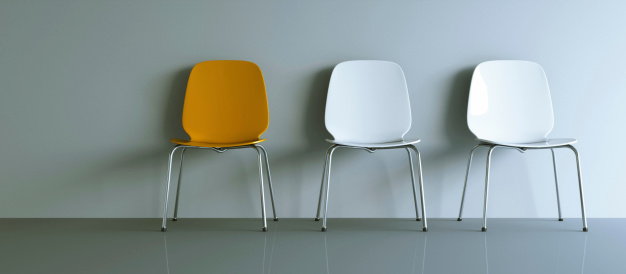 three chairs lined up.chair concept related lightbox: