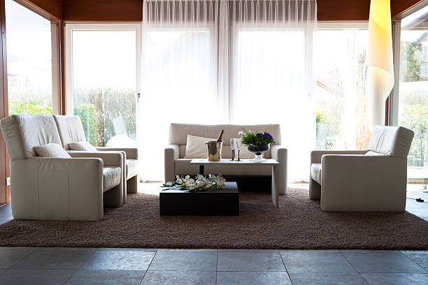 sala de estar contemporánea con mesa de comedor - macro chair domestic room contemporary fotografías e imágenes de stock
