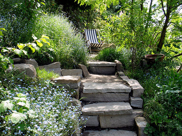 istock Romantic Country Garden with Canvas Chair 182668758