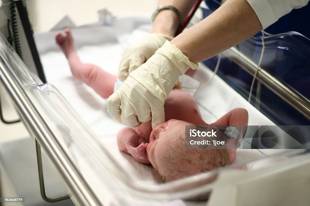 Baby Nursery A newborn baby in a hospital nursery Doctor Stock Photo