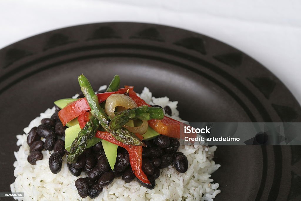 Feijão Preto e Arroz com veggies - Royalty-free Abacate Foto de stock