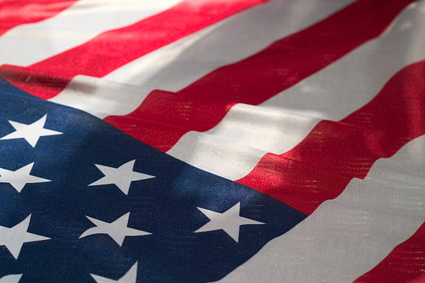 istock Close up of rippling American flag 182669239