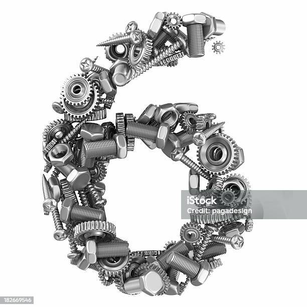 Number 6 Stock Photo - Download Image Now - Number 6, Silver - Metal, Silver Colored