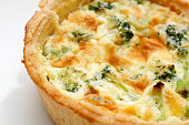 Broccoli vegetable quiche flan close up