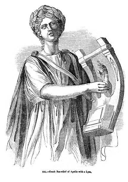 bóg grecki apollon odtworzyć lira - greece ancient history roman classical greek stock illustrations