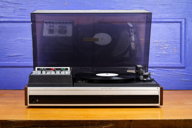 istock Vintage turntable record player with dust cover 1826705789