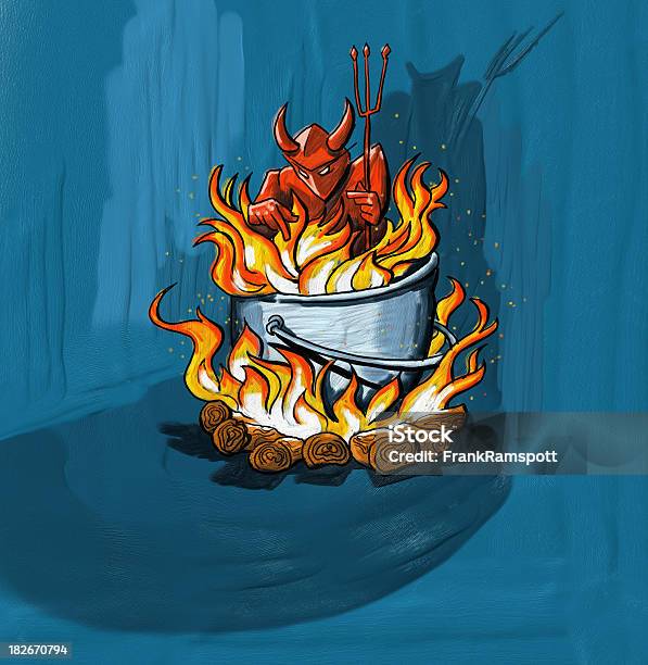 Devil On Fire Stock Illustration - Download Image Now - Cauldron, Devil, Aggression