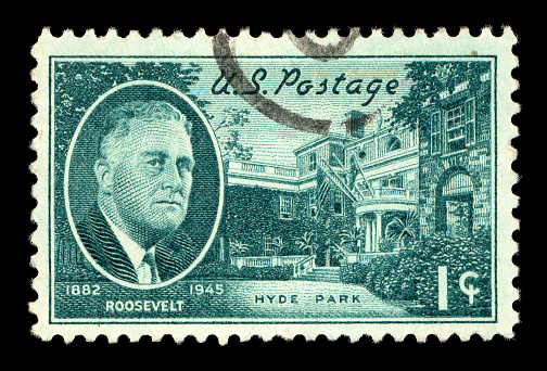 an old used us postage stamp with president roosevelt image