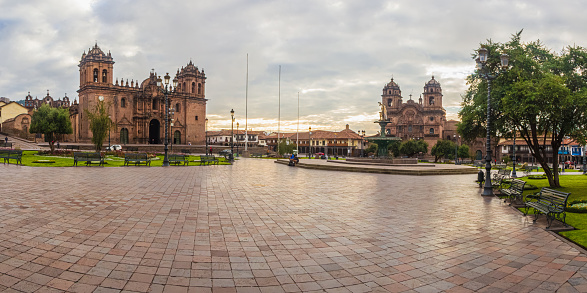 Cusco, Cusco, Peru - December 7, 2016: Panoramic of Cusco's Main Square