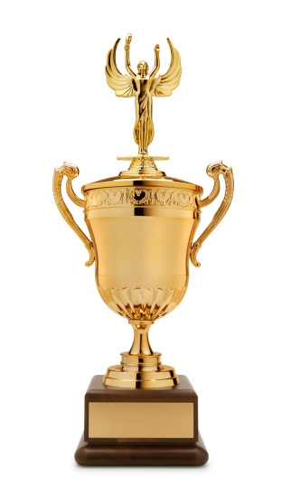 Trophy with  clipping path on white background
