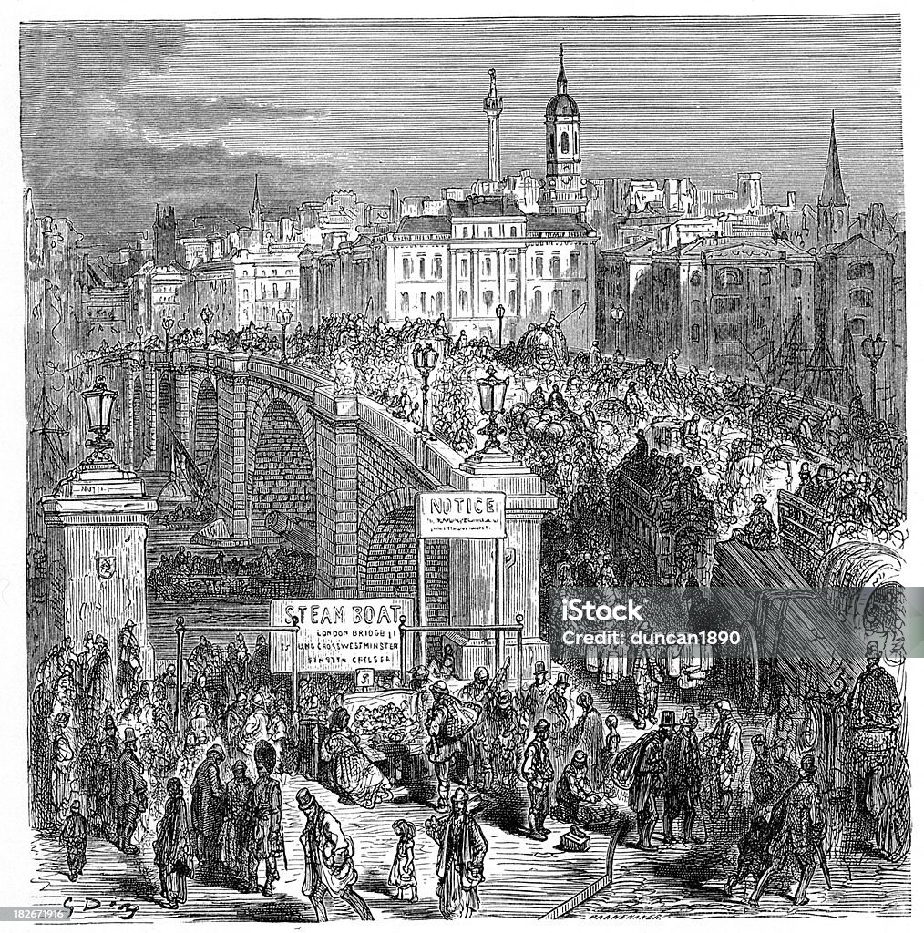 Puente de Londres victoriano 1872 - Ilustración de stock de Inglaterra libre de derechos