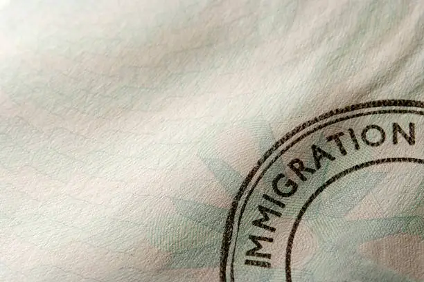 Photo of Close-up of blank immigration stamp with copy space