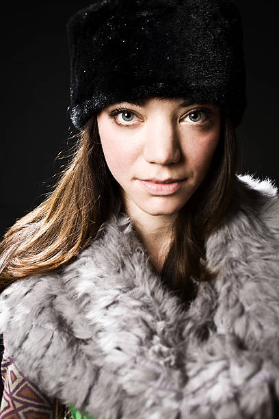 winter woman stock photo