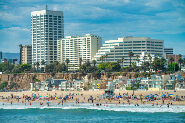 The beautiful Santa Monica coastline on a sunny day