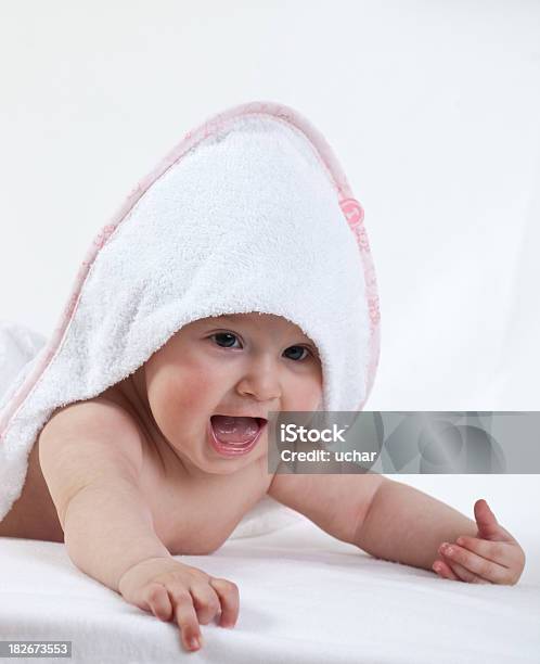 Happy Baby In White Towel Stock Photo - Download Image Now - Baby - Human Age, 0-11 Months, Babies Only