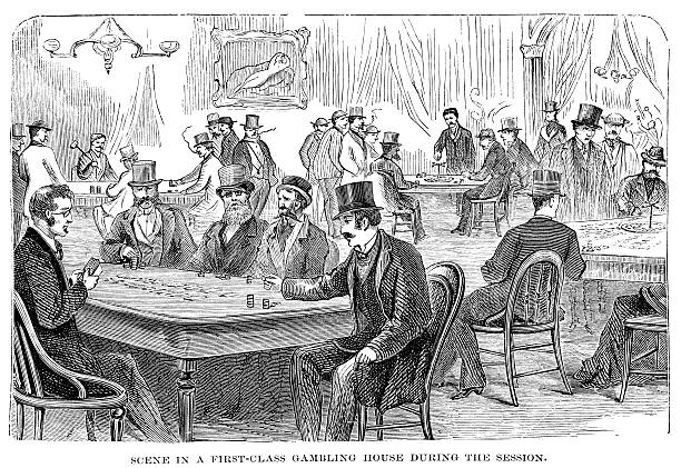 ilustrações de stock, clip art, desenhos animados e ícones de casino em washington dc 1873 gravação - people gambling line art casino