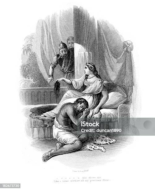 Samson Und Dalila Stock Vektor Art und mehr Bilder von Dalila - Biblische Figur - Dalila - Biblische Figur, Illustration, 19. Jahrhundert