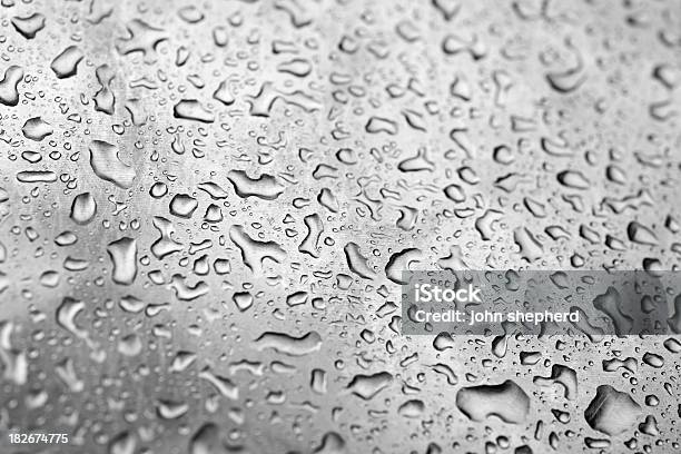 Rain Water Droplets On A Metalic Surface Stock Photo - Download Image Now - Art, Arts Culture and Entertainment, Backgrounds