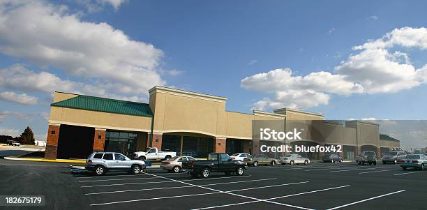 Strip Mall Stock Photo - Download Image Now - Outdoors, Shopping Mall, Business