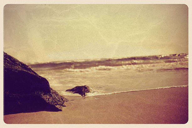 rocky new-york beach - vintage pohlednice - atlantského oceánu fotky - stock snímky, obrázky a fotky