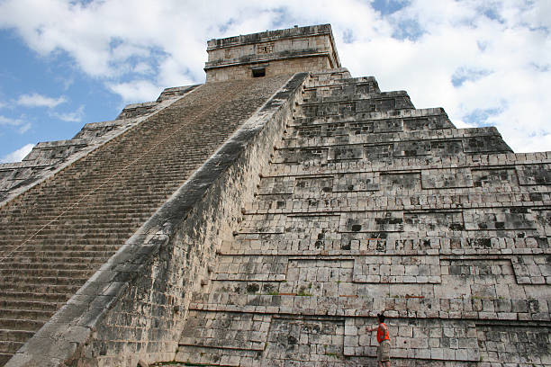 istock El Castillo pyramid and one tourist 182675438
