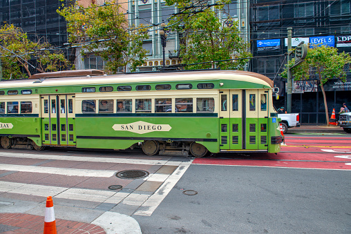 San francisco Hyde Street Cable Car Tram of the Powell-Hyde in California USA