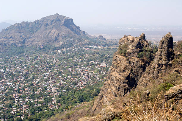 Tepoztlan "View from the mountains of the town of Tepoztlan, Morelos, Mexico." morelos state stock pictures, royalty-free photos & images