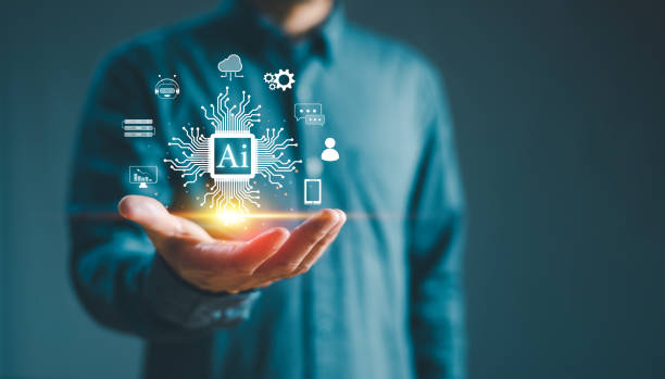 istock Ai tech expert, businessman show virtual graphic Global Internet connect robot Chat AI, Artificial Intelligence. Computer command prompt bot analytics business, Futuristic technology transformation 1826767919