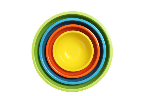 istock Colored Cooking Bowls Stacked Isolated on White Background 182677043