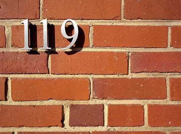 Brick and numbers stock photo