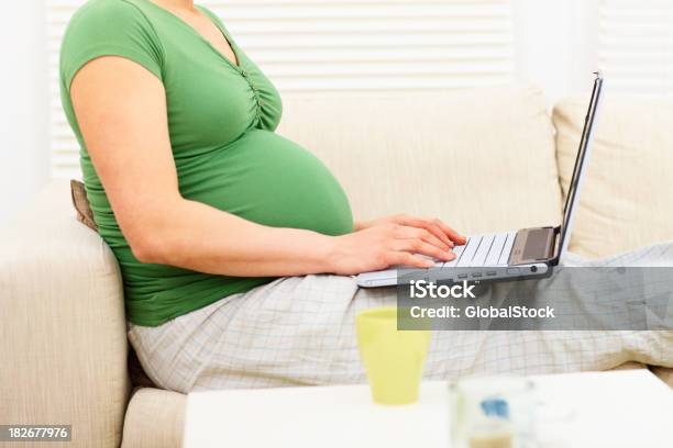 중간음 섹션을 사용하여 임신 숙녀 랩탑형 30-34세에 대한 스톡 사진 및 기타 이미지 - 30-34세, 30-39세, 노트북