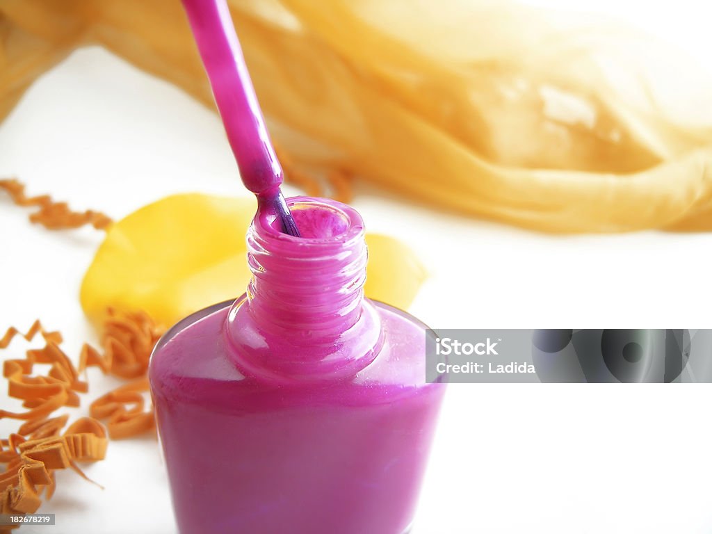 Nail polish close up on nail polish cosmetics lightbox: Adult Stock Photo