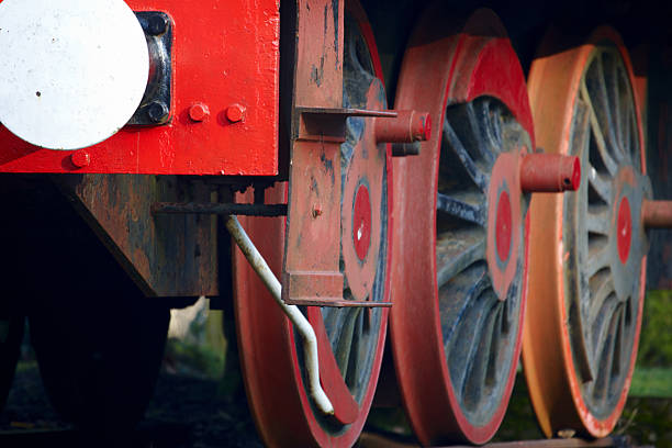 istock Steam train close up wheels 182678494