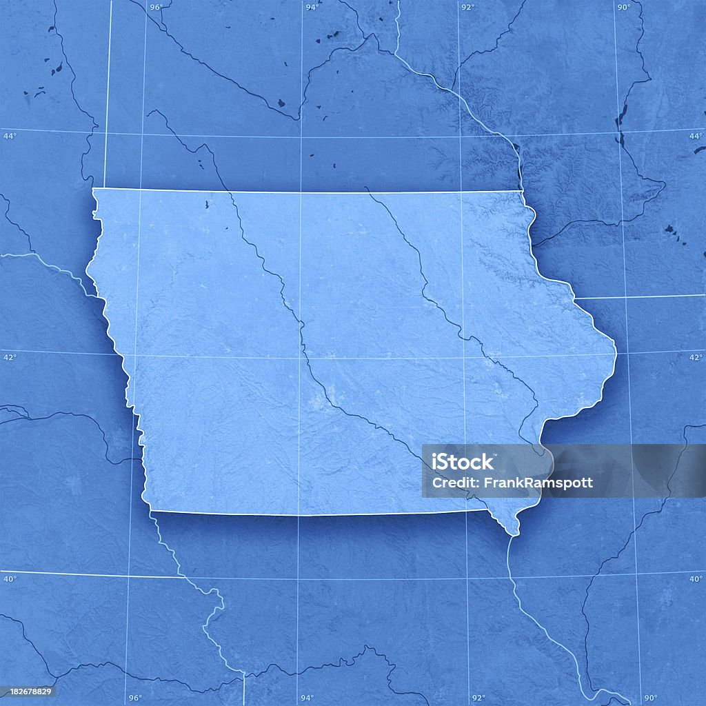 アイオワ Topographic マップ - 3Dのロイヤリティフリーストックフォト