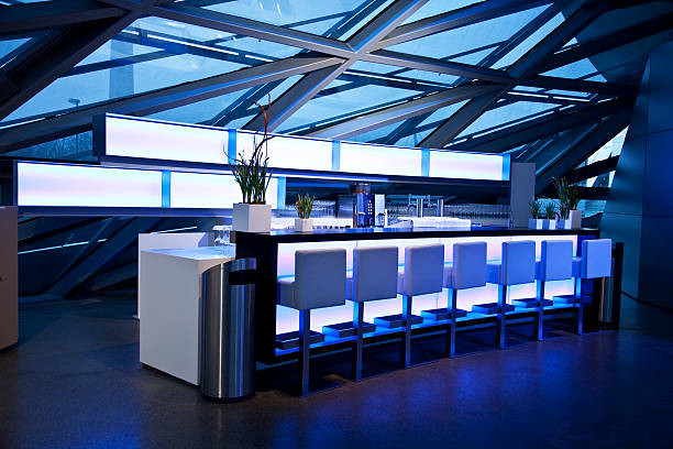 blue sky lounge bar stock photo