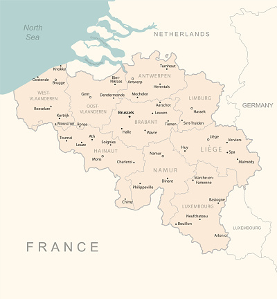 Belgium - detailed map with administrative divisions country. Vector illustration
