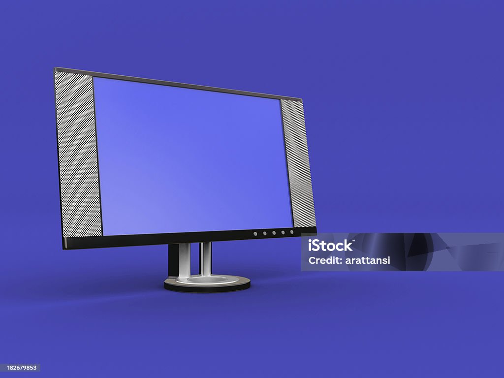 Monitor LCD en color azul - Foto de stock de Altavoz libre de derechos