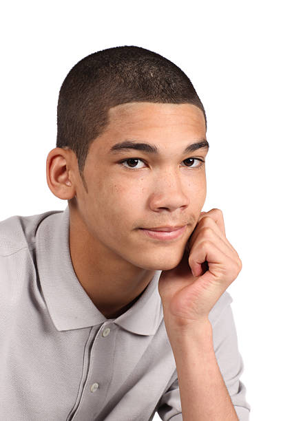 Teen Portrait Teenager with smirk on face. late teens isolated on white one person cute stock pictures, royalty-free photos & images