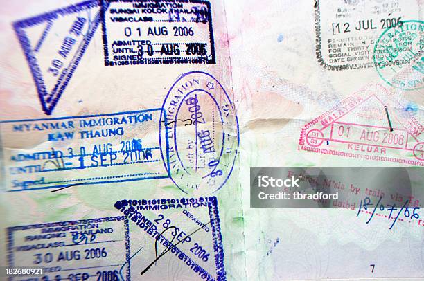 Passport Visa Stamps Stock Photo - Download Image Now - Asia, Business, Close-up