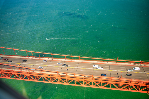Mackinac suspension bridge at morning, built in 1957, Michigan, USA