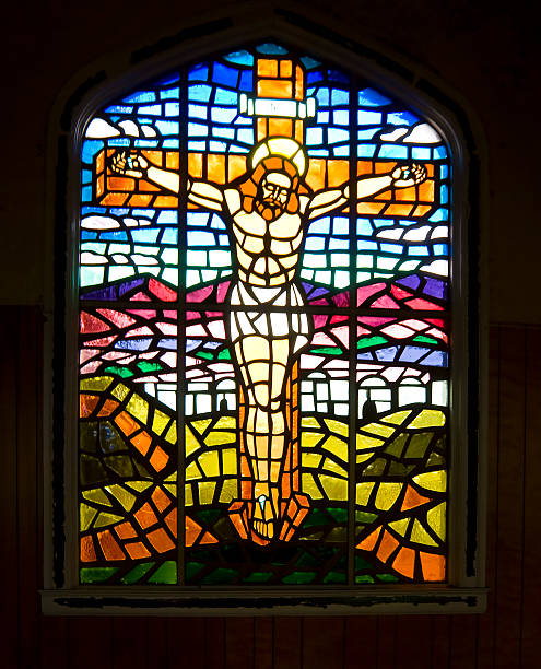 istock Stained Glass Window - The Crucifixion 182681387