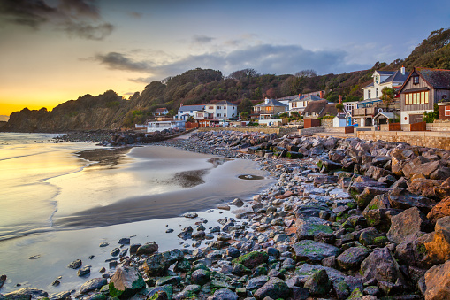 Low tide and a lovely winter sunset at Steephill Cove in Ventnor on the Isle of Wight.