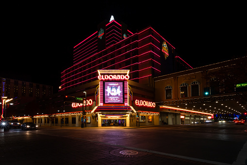 Reno, Nevada, USA - November 25th, 2023: Eldorado hotel and casino in the city center