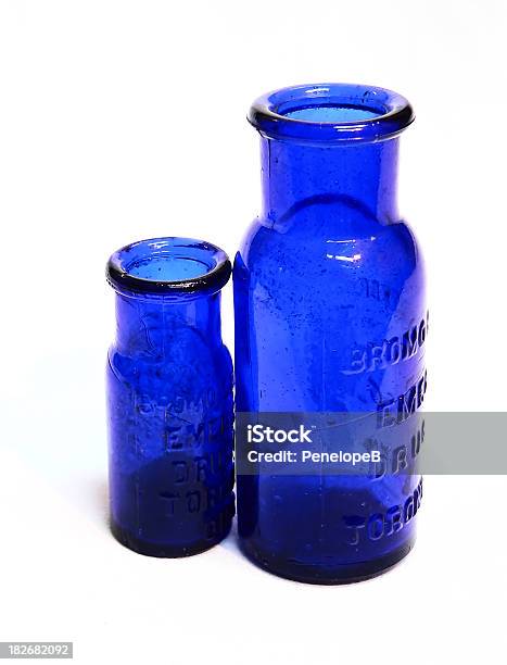 Blue Bottles Stock Photo - Download Image Now - Antique, Blue, Bottle