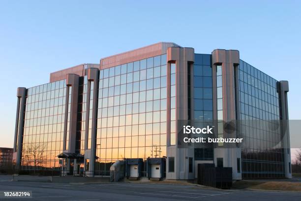 Modern Industrial Building At Sunset Stock Photo - Download Image Now - Office Building Exterior, Complexity, Large