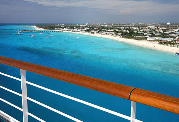 A view of the Grand Turks (Bahamas) from the ships balcony rail.