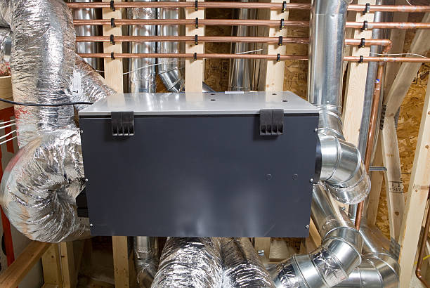 Residential Air Exchanger with Complex Duct Work  Air Exchanger stock pictures, royalty-free photos & images