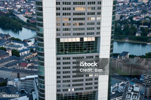 istock Aerial Close-Up of Skyscraper, Commerzbank, Frankfurt, Germany 182683022
